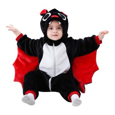 Imagem de TONWHAR Fantasia de animal infantil unissex para bebês, roupas quentes de Halloween (6 a 12 meses, morcego)