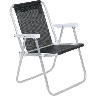 Imagem de Cadeira de Praia Alta Lazy em Alumínio Preta Bel, Único