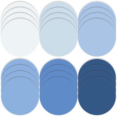 Imagem de Lincia Pacote com 24 círculos de pontos coloridos apagáveis de 26 cm de vinil removível apagável a seco para mesa de sala de aula, professores, estudantes, escola, casa, mesa, parede (cores azuis)