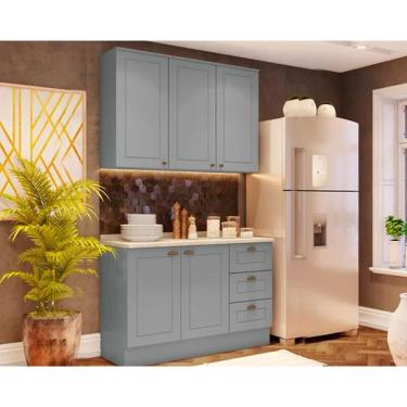 Imagem de Kit Cozinha Modulada 3 Peças Americana (1Aéreo+1Balcão+1Complemento) CZ120 Cinza - Henn