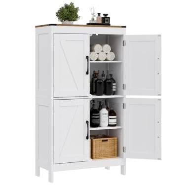 Imagem de Armário de armazenamento de piso de banheiro, armário de banheiro moderno, 50 cm C x 29 cm L x 100 cm A, prateleiras ajustáveis, despensa independente, organizador de banheiro e armazenamento, 4