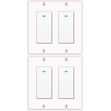 Imagem de Micmi Interruptor de luz inteligente 2 gang, funciona com Alexa, compatível com Google Assistant, sem necessidade de hub, Smart Home WiFi sem fio, adequado para caixa de interruptor de 1/2/3/4, fio