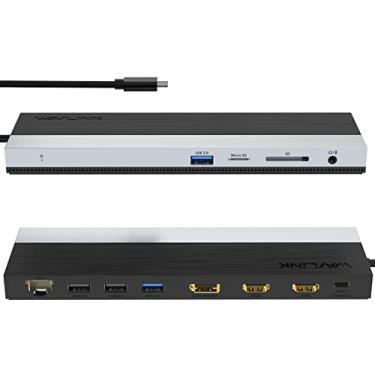 Imagem de WAVLINK Estação de ancoragem USB C, base USB-C com tela tripla PD 85W, hub USB tipo C com DisplayPort, HDMI, USB 2.0/3.0, Gigabit Ethernet, slot SD/TF, conector de áudio para Windows e Mac