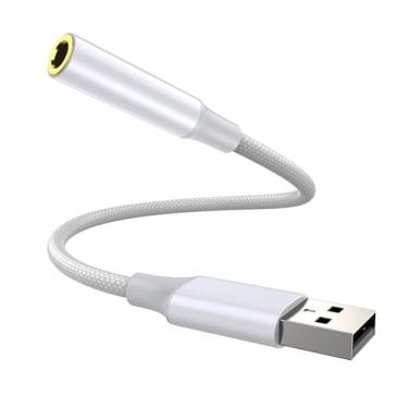 Imagem de Cabo USB para placa de som estéreo externa. Adaptador USB para auxiliar, auxiliar para USB, adaptador USB para conector de áudio, USB para fone de ouvido fêmea TRRS de 3,5 mm para PS4/PS5/fone de