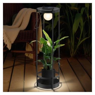 Imagem de Luzes solares com suportes de plantas – luminária de chão solar ao ar livre, iluminação externa de metal à prova d'água para pátio, quintal, jardim, caminho (90 cm A - 1 pacote)