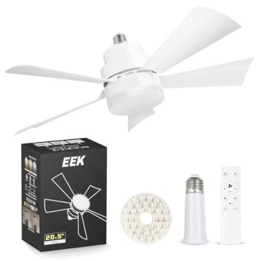 Imagem de EEK Luz de ventilador de soquete com design ultra silencioso, ventiladores de teto de 20,5 polegadas com luzes LED e controle remoto, luz de ventilador rosqueada para E26/E27, 3Speeds 3 cores 3000