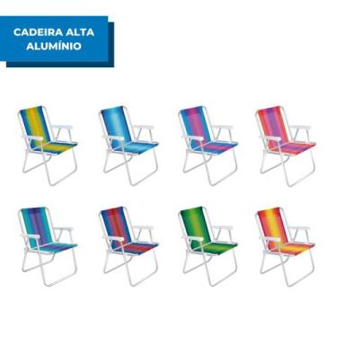 Imagem de Cadeira De Praia Alta Em Alumínio Suporta até 110kg Cores Variadas - M