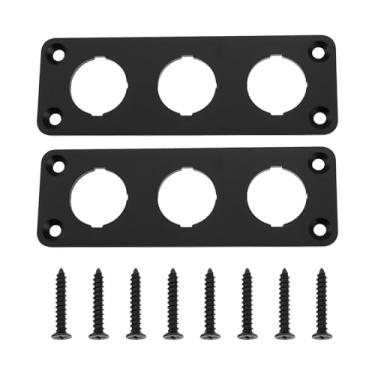 Imagem de Briny River 2 painéis de interruptor redondo de três furos para carro, liga de alumínio, 103 x 35 x 2,5 mm, para carro, caminhão, barco, trailer, com parafusos