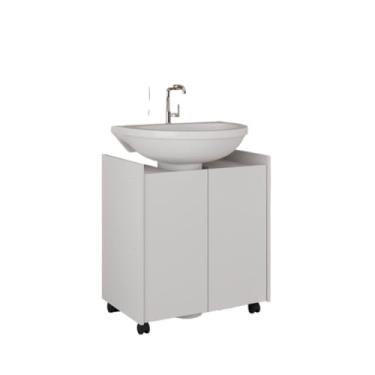 Imagem de Gabinete Armário Banheiro Pia De Coluna Branco(Branco)