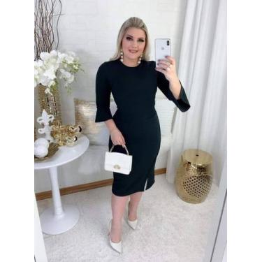 Imagem de Vestido Plus Size Fenda Lateral Moda Evangélica Feminina - MISS FLOWER