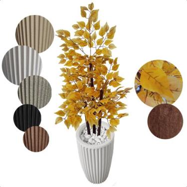 Imagem de Ficus Amarelo Planta Artificial com Vaso Decoração - Flor de Mentirinh