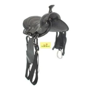 Imagem de Sela Americana Simples Preta Completa Para Cavalo 16 Polegadas Passeio