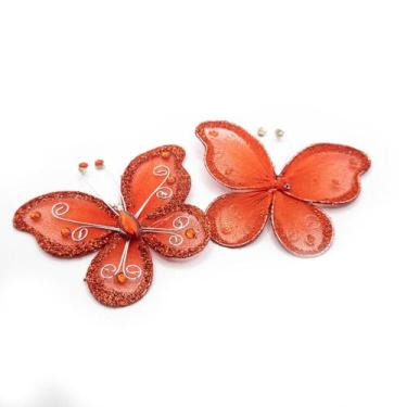 Imagem de Aplique Tecido Metal Borboleta Vermelho 60x65mm 15pç 45g - Macall