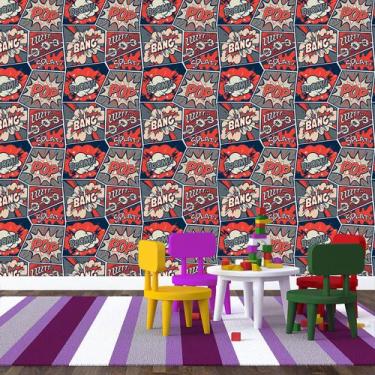 Imagem de Papel de Parede Adesivo - Quadrinhos - Gibi - Vermelho - 147ppi - Allo