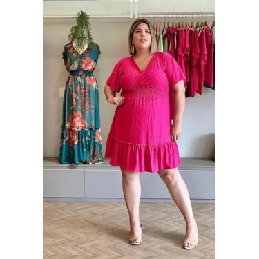 Imagem de Vestido Curto Laise Pink Plus Size - Domenica Solazzo, Pink, 44
