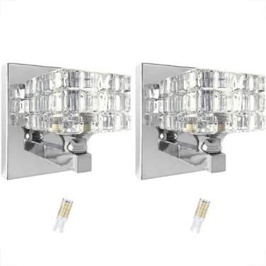 Imagem de Kit 2 Arandela Cristal Prata K9 Interna Lavabo Bet38 + Led - Acienda
