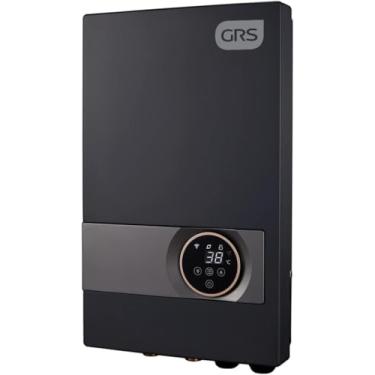 Imagem de GRS Aquecedor elétrico de água sem tanque, aquecedor de água quente instantâneo de 27 KW, fornecimento de água quente 24 horas para chuveiro, cozinha, casa inteira | Instalação fácil, visor digital de