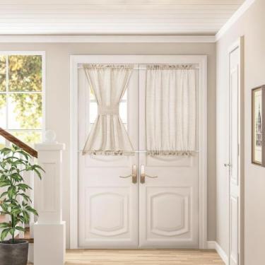 Imagem de Cortinas transparentes DUKIYO Linen Beige para cozinha W25xL40 2 painé