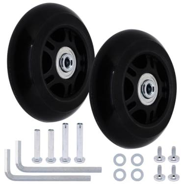 Imagem de S SYDIEN Rodas de substituição de mala de bagagem de 80 mm x 24 mm, rodas de skate pretas em linha, kit de reparo de rolamentos de roda de poliuretano silencioso para carrinho de mão, bolsa de viagem
