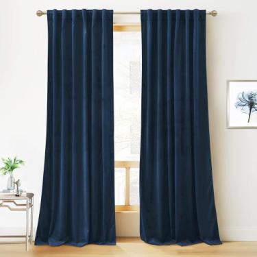 Imagem de Cortinas RYB HOME Velvet Blackout 108"x274cm Azul marinho 2 painéis