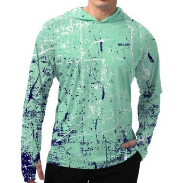 Imagem de Camisa de natação com proteção solar WELIGU para homens UPF 50+ verde 