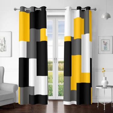 Imagem de Conjunto de 2 painéis Blackout Curtains Tyrot Yellow 160x160cm