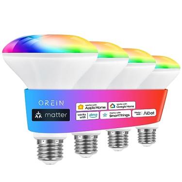 Imagem de OREiN Lâmpada inteligente Matter, BR30 lâmpadas inteligentes 650LM 60W, lâmpadas embutidas que mudam de cor RGBTW, lâmpada de inundação inteligente compatível com Alexa, Apple Home, Google Home