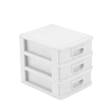 Imagem de Gaveteiro Organizador De Mesa Acessórios Brincos Maquiagem Remédio Medicamento Linhas Costura 3 Gavetas(BRANCO)