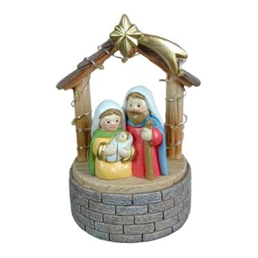 Imagem de Generic Estátua de Jesus, presépio de Natal, estátua com luzes LED, decoração de resina, estatueta da Sagrada Família para lareira, casa