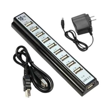 Imagem de Hub USB De 10 Portas Para Teclado, Mouse, Pen Drive, Adaptador De Carr
