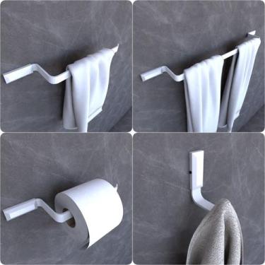 Imagem de Kit Acessórios Para Banheiro Branco Empire 4 peças - MetalCromo