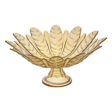 Imagem de Fruteira de Mesa com Pé Folhas Âmbar V1500T-AB - Vitazza