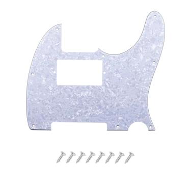 Imagem de DIAO79NI Placa de proteção HH Humbucker Tele Pickguard de 8 furos para guitarra elétrica Fender Americana/Mexican Standard Telecaster estilo moderno, pérola branca, 4 camadas.