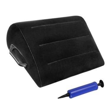 Imagem de AsrMyjcx Almofada para pernas, suporte para pernas, corporal, confortável, portátil, viagem, apoio para os pés com bomba manual para descanso de