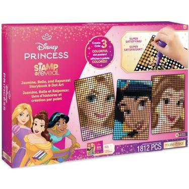 Imagem de Make It Real Disney Princess Dot Art Set - Jasmim, Bela, Rapunzel | Kit de artesanato interativo com carimbo e 1800 pontos para maiores de 6 anos | Arte criativa para crianças
