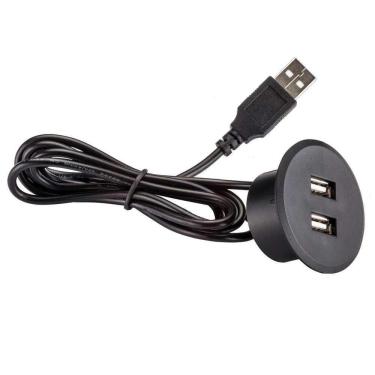 Imagem de Tomada Usb De Embutir Pop Redondo Preto Renna Com