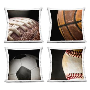 Imagem de Stupell Industries Almofada estampada interna com bolas esportivas de equipe, 45 x 18 x 45, marrom