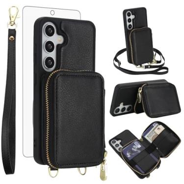 Imagem de Capa de celular para Samsung Galaxy S24 Plus/S25 Plus S24+ S25+ 5G Capa carteira celular com protetor de tela, alça transversal com bloqueio de RFID, suporte para cartão S24Plus 24S + S 24 24+ S25Plus