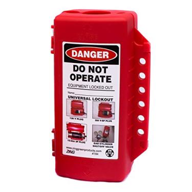 Imagem de Zing Green Products 7294 Dispositivo de bloqueio universal de plástico reciclado para empilhadeira/cilindro/plugue elétrico, 10 x 19 x 7 cm, vermelho