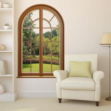 Imagem de ZARROUEA Adesivos de parede 3D adesivos de parede de janela falsos, paisagem de jardim arqueado, decalques de janela, adesivos de parede de paisagem, removível, estilo natural, janela falsa decorativa