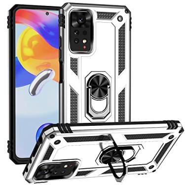 Imagem de SORAKA Capa para Xiaomi Redmi Note 11 Pro com suporte de anel invisível e placa de metal para montagem magnética em carro Capa rígida para PC Capa Xiaomi Redmi Note 11 Pro 5G Capa