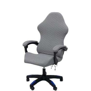 Imagem de Conjunto de capa de cadeira de jogos com capas de apoio de braço, capa elástica de jacquard, 1 capa de ajuste de forma e capas de braços de cadeira incluídas (sem cadeira (cinza claro)