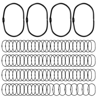 Imagem de 96 anéis de cortina de chuveiro, ganchos de cortina de chuveiro de ferro à prova de ferrugem, anéis ovais preto/prata, ganchos de junta de encaixe multiuso para varão de banheiro menor ou igual a 3,3