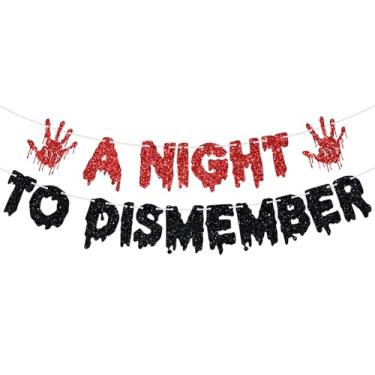 Imagem de A Night to Dismember Banner, Halloween Horror Movie Night Hanging Decor, Have a Killer Birthday, Halloween Bloody Vampire Zombie Murder Birthday Party Decorations Supplies