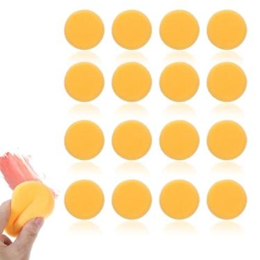 Imagem de ElevateTech 16 esponjas de cerâmica, esponja de pintura redonda esponjas de argila de elasticidade de 7 cm amarelo artista esponja artesanato para pintura de rosto, cerâmica, arte, artesanato, cozinha
