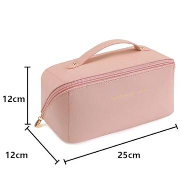 Imagem de Bolsa Necessaire Feminina Organizador de Maquiagem Com Divisórias (Caramelo)