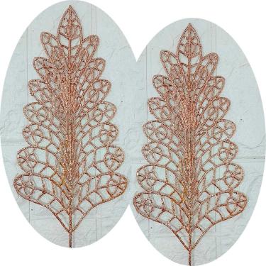 Imagem de Folhas Flores Árvore Natal Gliter Rose Gold Kit 12pçs 40cm