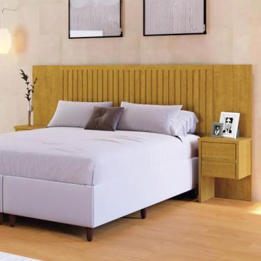 Imagem de Cabeceira De Madeira Ripada em MDF p/ cama KING- Sustentável E Estilos