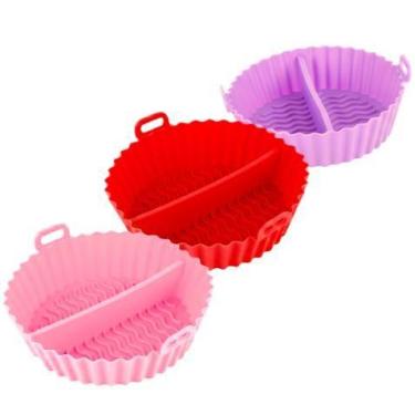 Imagem de Kit 3 Forma Forro Silicone Air Fryer Reutilizável Antiaderente Proteto