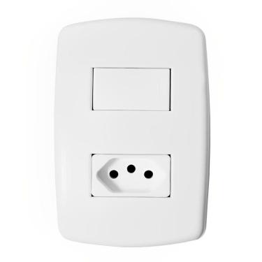 Imagem de Interruptor Simples + 1 Tomada Unidade 2p+t 10a Com Placa - Dc-8100-15 - Dicompel